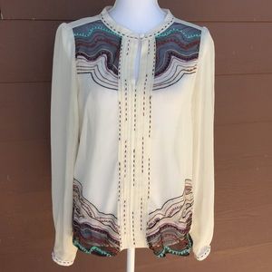 Lucy in the Sky shear blouse with embroidery sz 14